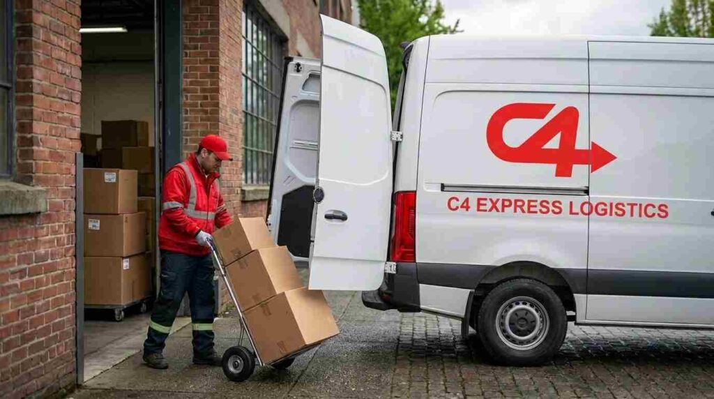Shipping companies Vancouver – delivery van unloading packages for local business shipping across the Lower Mainland